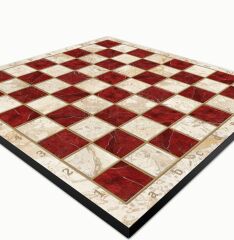 Büyük Boy Katlanır MDF Ahşap Satranç Tahtası Kırmızı Mermer Desenli (43cmx43 cm)