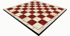Büyük Boy Katlanır MDF Ahşap Satranç Tahtası Kırmızı Mermer Desenli (43cmx43 cm)