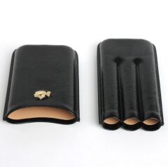 Cohiba Siyah Deri 3'lü Puro Kılıfı / Seyahat Humidoru
