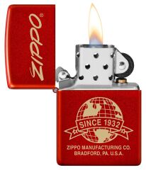 Zippo Globe Red Design Çakmak