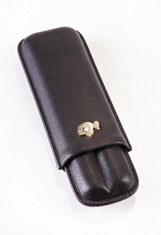 Cohiba Flat Grain Siyah Deri 2'li Puro Kılıfı / Seyahat Humidoru