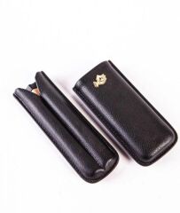 Cohiba Flat Grain Siyah Deri 2'li Puro Kılıfı / Seyahat Humidoru