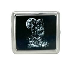 Vom Hofe Paslanmaz Krom Çelik Sigara Tabakası - Bozkurt Dolunay Baskılı