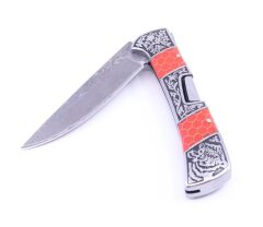 Kaplan İşlemeli Paslanmaz Çelik Katlanabilir Av Bıçağı