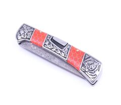 Kaplan İşlemeli Paslanmaz Çelik Katlanabilir Av Bıçağı