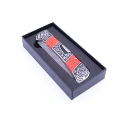 Kaplan İşlemeli Paslanmaz Çelik Katlanabilir Av Bıçağı