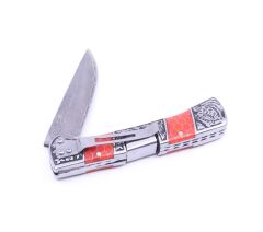 Kaplan İşlemeli Paslanmaz Çelik Katlanabilir Av Bıçağı