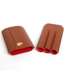 Cohiba Kahverengi Deri Puro Kılıfı Üçlü / Seyahat Humidoru