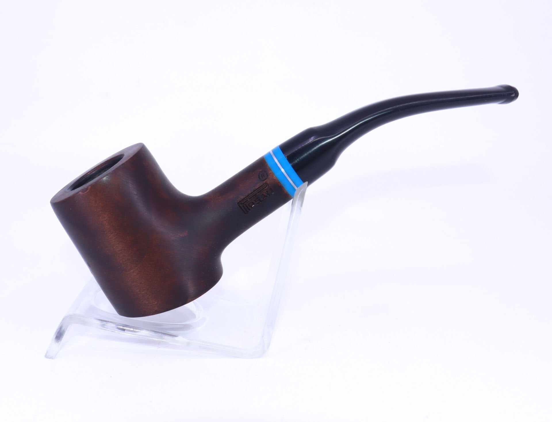Pipsan Poker Mavi Bilezik 9mm Filtreli Çift Ağızlıklı Pipo - Kahverengi