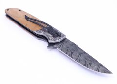 Ahşap Saplı Özel Baskılı Katlanabilir Kamp Çakısı A2150-C