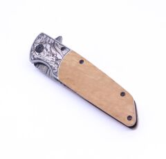 Ahşap Saplı Özel Baskılı Katlanabilir Kamp Çakısı A2150-C