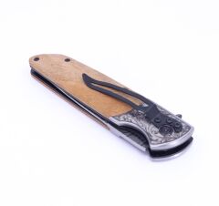 Ahşap Saplı Özel Baskılı Katlanabilir Kamp Çakısı A2150-C