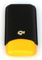Cohiba Sarı-Siyah Deri Puro Kılıfı Üçlü  / Seyahat Humidoru