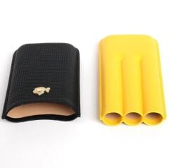 Cohiba Sarı-Siyah Deri Puro Kılıfı Üçlü  / Seyahat Humidoru