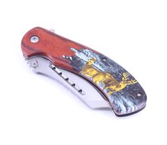 MTECH USA Geyik Motifli  Paslanmaz Çelik Katlanır Çakı