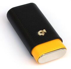 Cohiba Sarı-Siyah Deri Puro Kılıfı Üçlü / Seyahat Humidoru