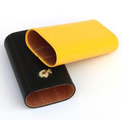 Cohiba Sarı-Siyah Deri Puro Kılıfı Üçlü / Seyahat Humidoru