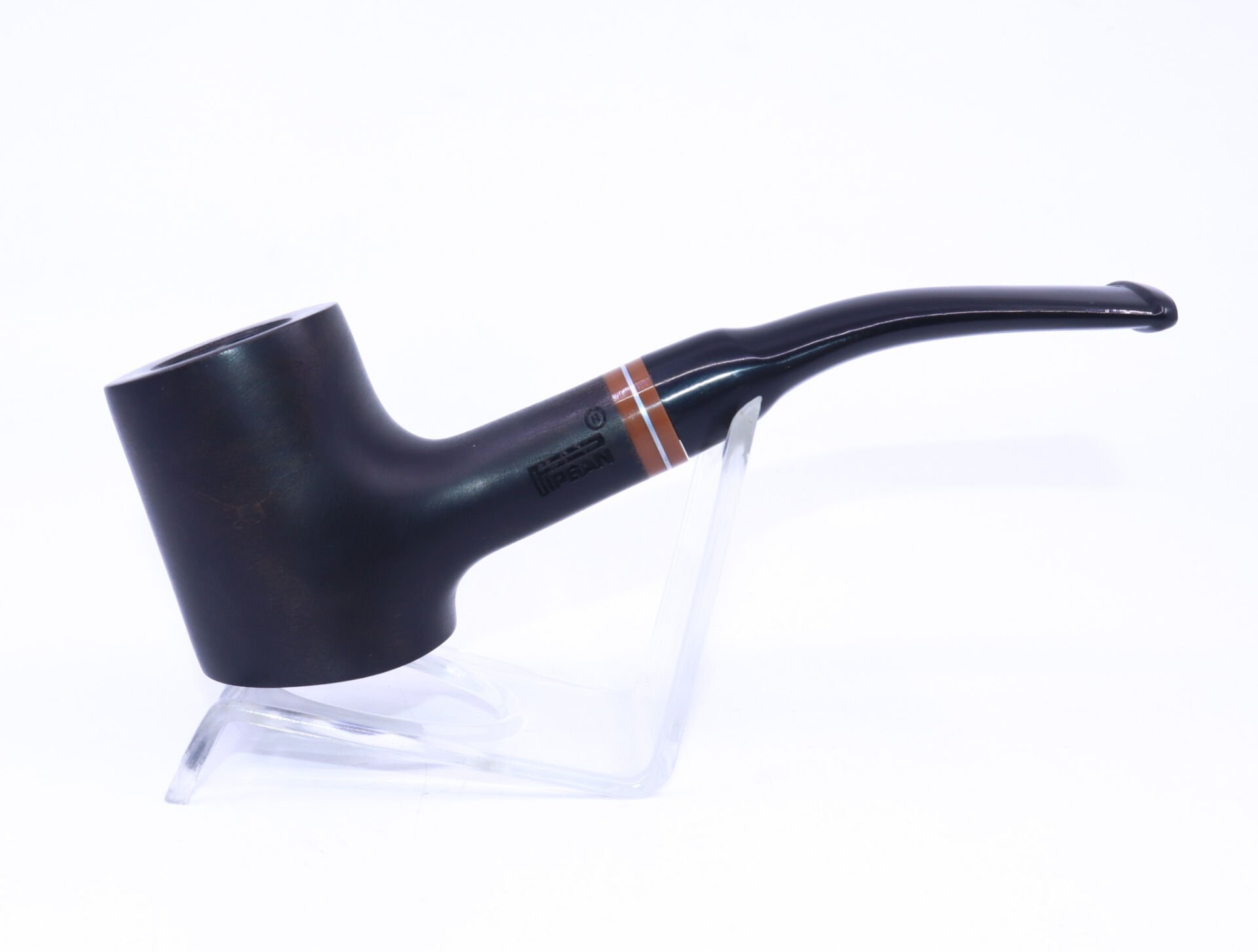 Pipsan Poker Yeşil Bilezik 9mm Filtreli Çift Ağızlıklı Pipo - Siyah