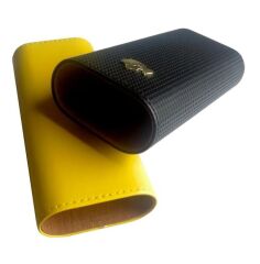 Cohiba Sarı-Siyah Deri Puro Kılıfı İkili / Seyahat Humidoru