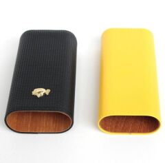 Cohiba Sarı-Siyah Deri Puro Kılıfı İkili / Seyahat Humidoru