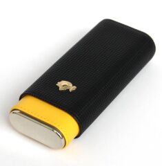 Cohiba Sarı-Siyah Deri Puro Kılıfı İkili / Seyahat Humidoru