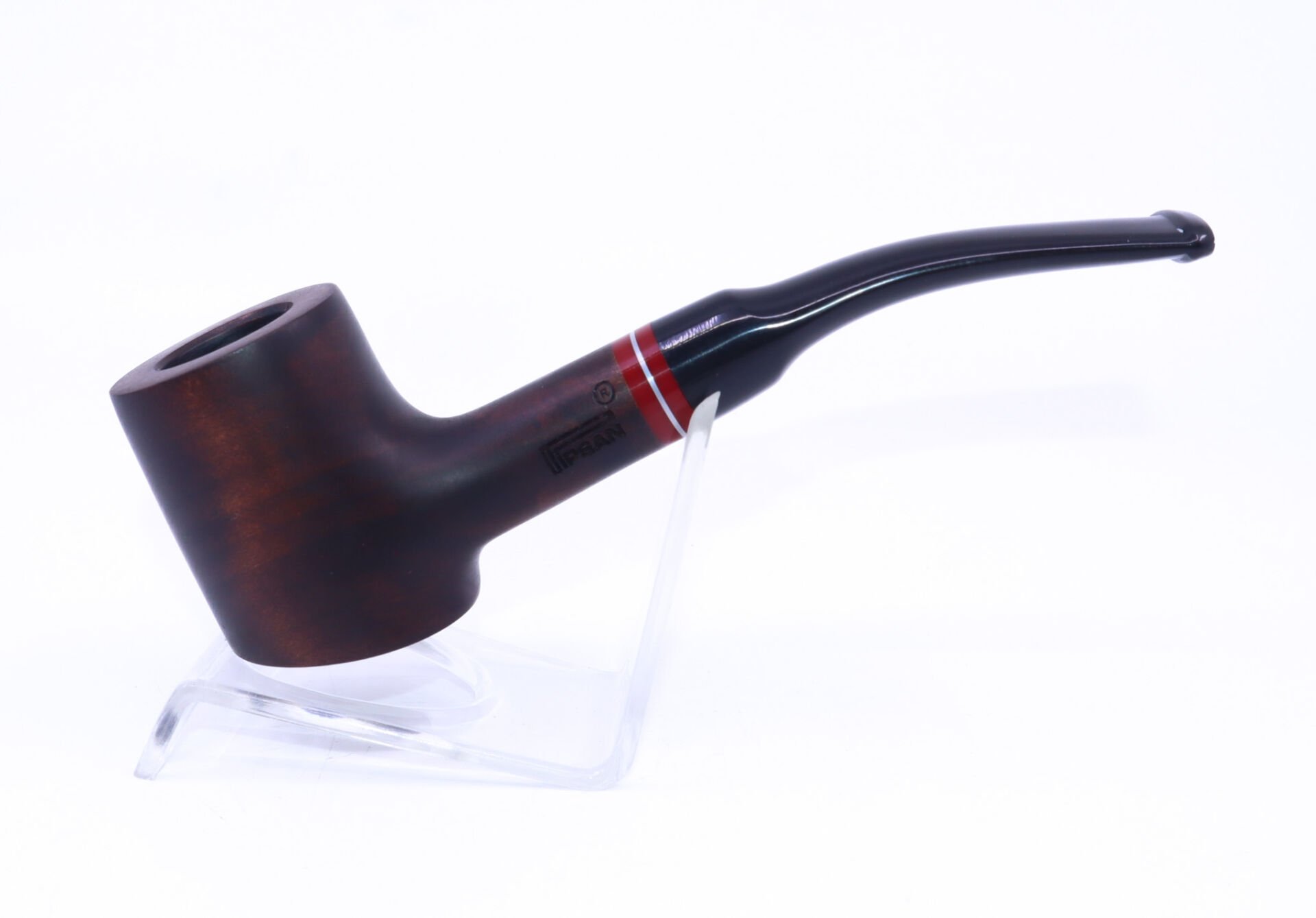 Pipsan Poker Kırmızı Bilezik 9mm Filtreli Çift Ağızlıklı Pipo - Kahverengi