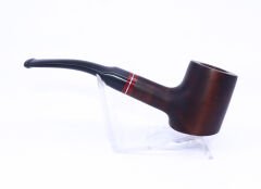 Pipsan Poker Kırmızı Bilezik 9mm Filtreli Çift Ağızlıklı Pipo - Kahverengi