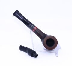 Pipsan Poker Kırmızı Bilezik 9mm Filtreli Çift Ağızlıklı Pipo - Kahverengi