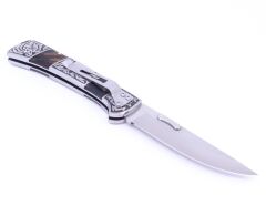 Reçine Kabzeli Kaplan İşlemeli Katlanabilir Çakı A3159-B