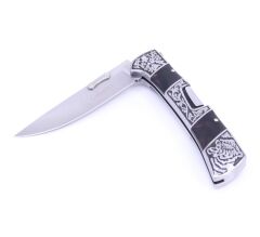 Reçine Kabzeli Kaplan İşlemeli Katlanabilir Çakı A3159-B