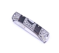 Reçine Kabzeli Kaplan İşlemeli Katlanabilir Çakı A3159-B