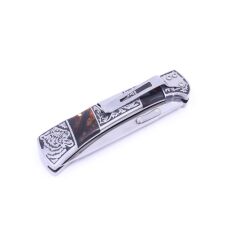 Reçine Kabzeli Kaplan İşlemeli Katlanabilir Çakı A3159-B