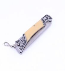 Kurt İşlemeli Krem Rengi Kabze Katlanabilir Çakı MA140-D