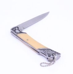 Kurt İşlemeli Krem Rengi Kabze Katlanabilir Çakı MA140-D