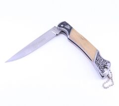 Kurt İşlemeli Ahşap Kabze Katlanabilir Çakı MA140-C