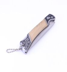 Kurt İşlemeli Ahşap Kabze Katlanabilir Çakı MA140-C