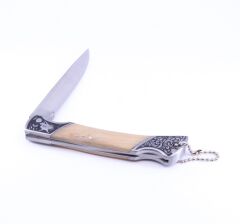 Kurt İşlemeli Ahşap Kabze Katlanabilir Çakı MA140-C