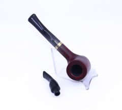 Pipsan Poker Altın Renk Bilezik 9mm Filtreli Çift Ağızlıklı Pipo - Vişne