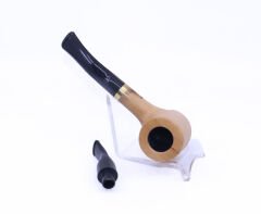 Pipsan Poker Altın Renk Bilezik 9mm Filtreli Çift Ağızlıklı Pipo - Naturel