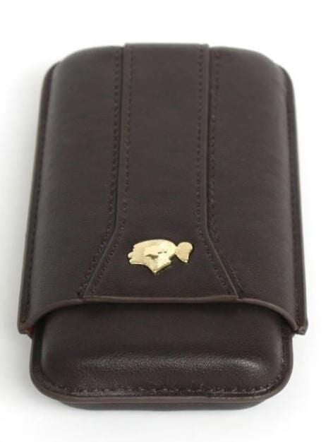 Cohiba Koyu Kahverengi Deri Puro Kılıfı Üçlü / Seyahat Humidoru