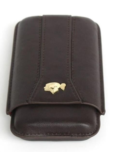 Cohiba Koyu Kahverengi Deri Puro Kılıfı Üçlü / Seyahat Humidoru