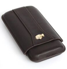 Cohiba Koyu Kahverengi Deri Puro Kılıfı Üçlü / Seyahat Humidoru