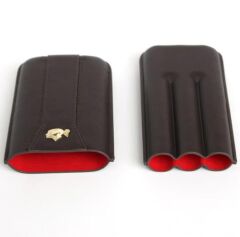 Cohiba Koyu Kahverengi Deri Puro Kılıfı Üçlü / Seyahat Humidoru