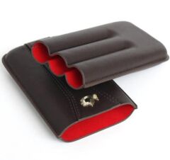 Cohiba Koyu Kahverengi Deri Puro Kılıfı Üçlü / Seyahat Humidoru