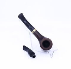 Pipsan Poker Altın Renk Bilezik 9mm Filtreli Çift Ağızlıklı Pipo - Kahverengi