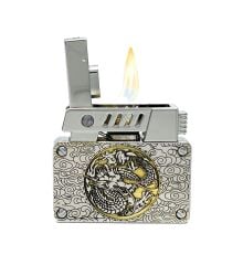Chief King's Fire Ibelo Model Ejderha (Dragon) Kabartmalı Gümüş Renk Benzinli Çakmak - Özel Hediyelik Kutulu