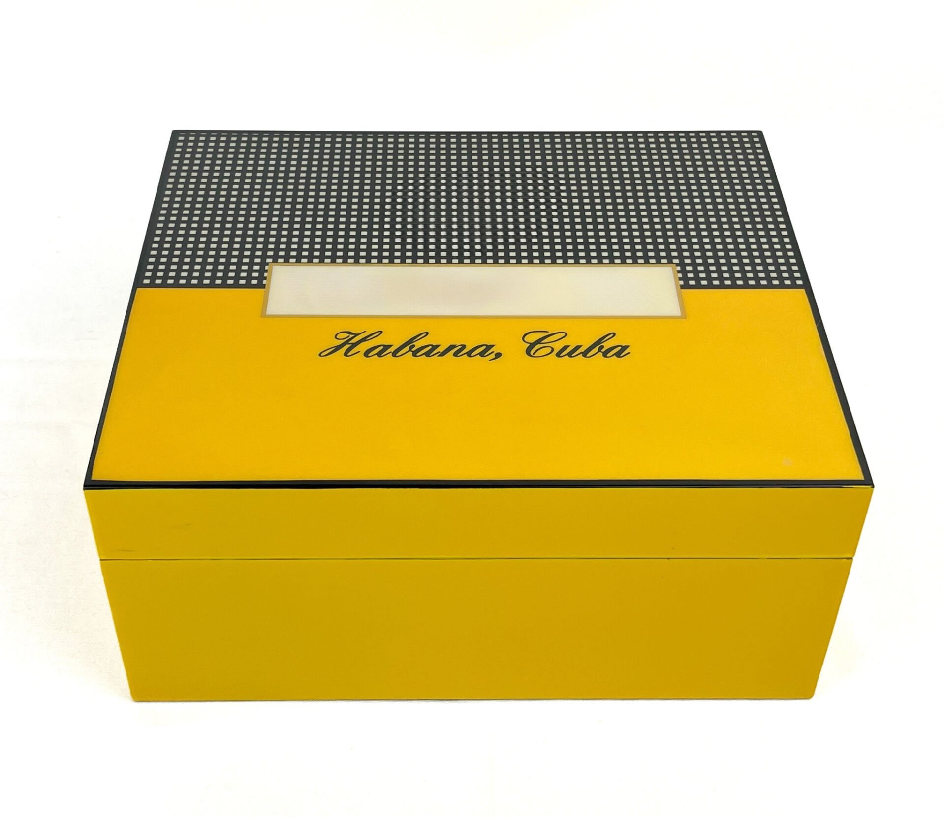 Puro Saklama Kutusu - Humidor Sarı/Kareli