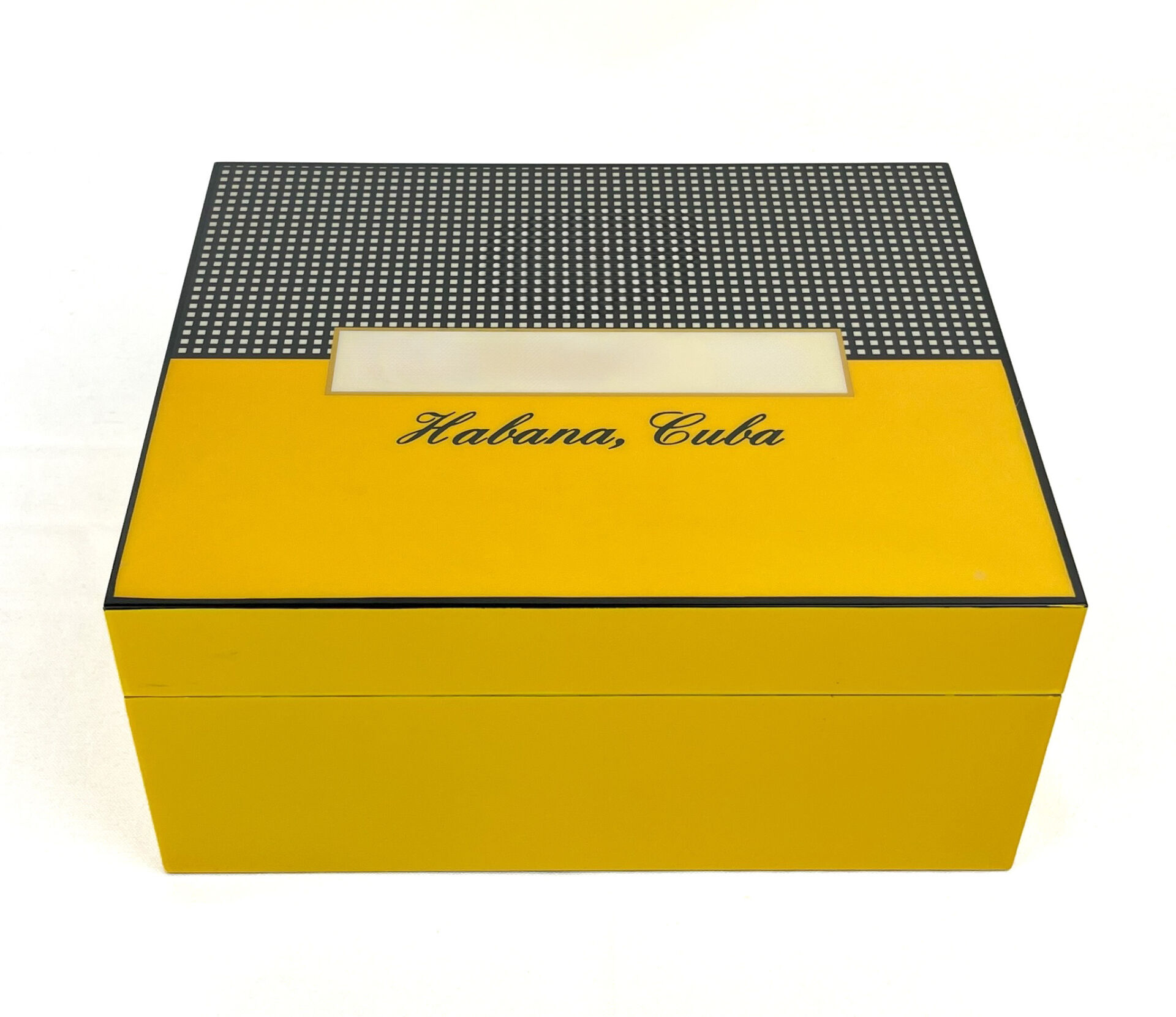 Puro Saklama Kutusu - Humidor Sarı/Kareli