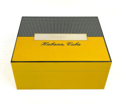 Puro Saklama Kutusu - Humidor Sarı/Kareli