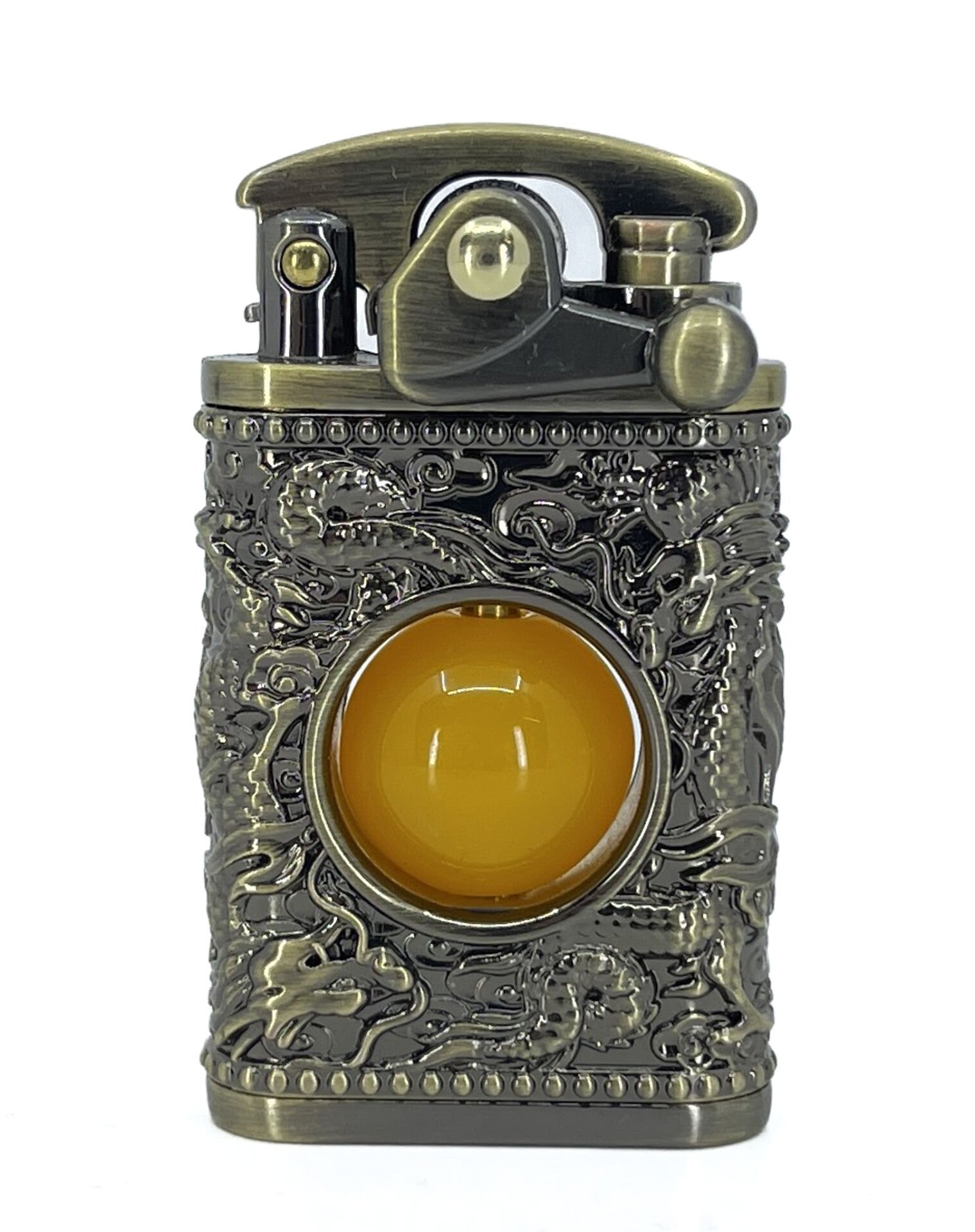 Zorro Ultimate Justice Antik Bronz Ejderha Kabartmalı Benzinli Muhtar Çakmağı - Özel Hediyelik Kutulu